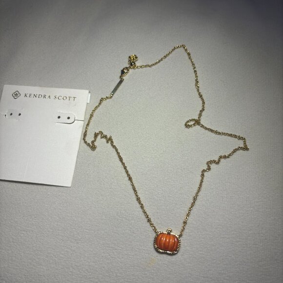 Kendra Scott Gold and Orange Pumpkin Necklace - Picture 3 of 3
